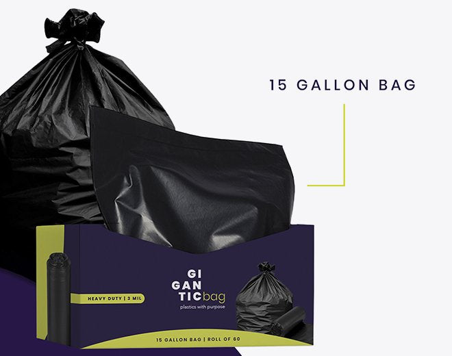 Gigantic Bag 15-Gallon Heavy-Duty Trash Bags - Your Eco-Friendly, Durable Solution